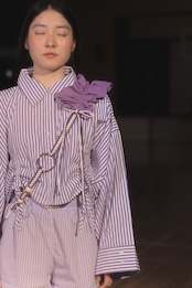 bi-tone frill strap Purple×White