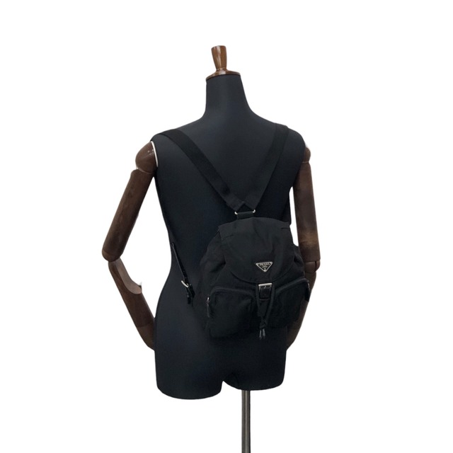 PRADA プラダ バックパック ブラック トライアングルロゴ ナイロン ダブルポケット vintage ヴィンテージ オールド msvumv