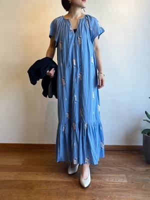 ne Quittez pas / コットンボイルジャスミン刺繍半袖ドレス