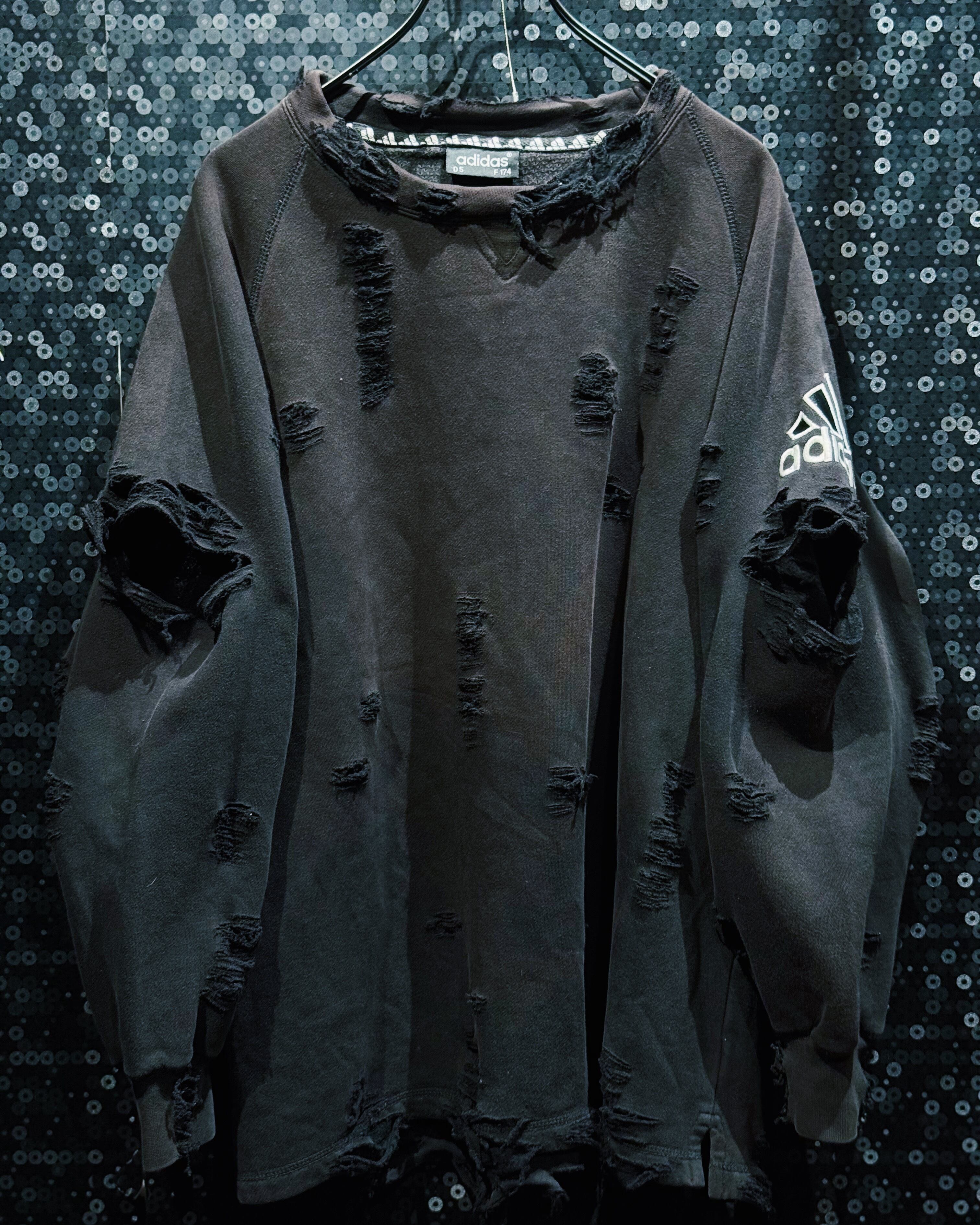 【ÆIEM】original"boro"remake adidas performance logo shoulder detail Black sweat