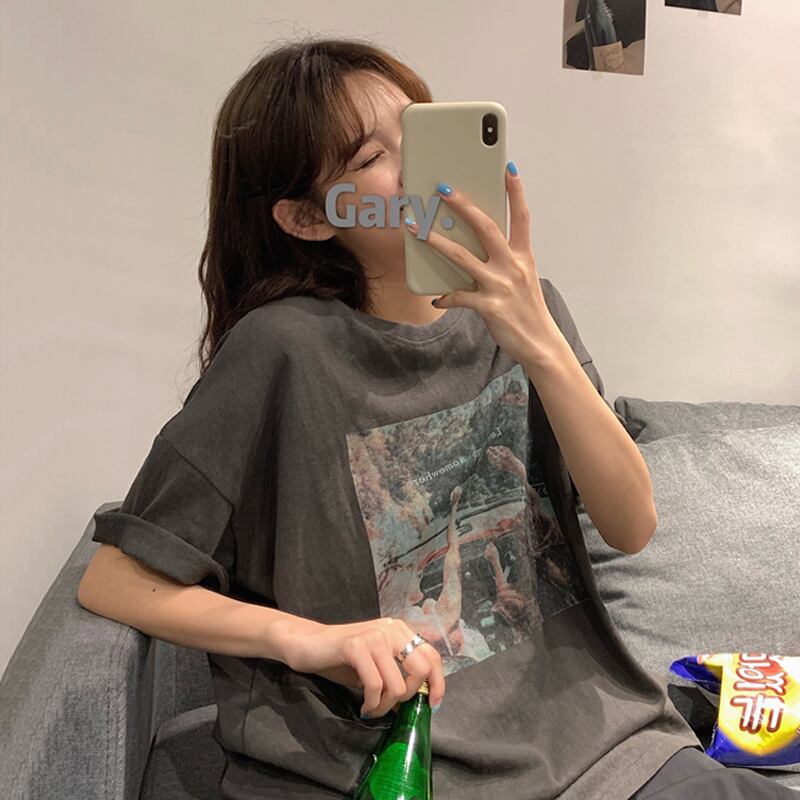 レッドTシャツ シャツ レディースサマーカジュアルスタイルトップス 夏物 試着室8230905182