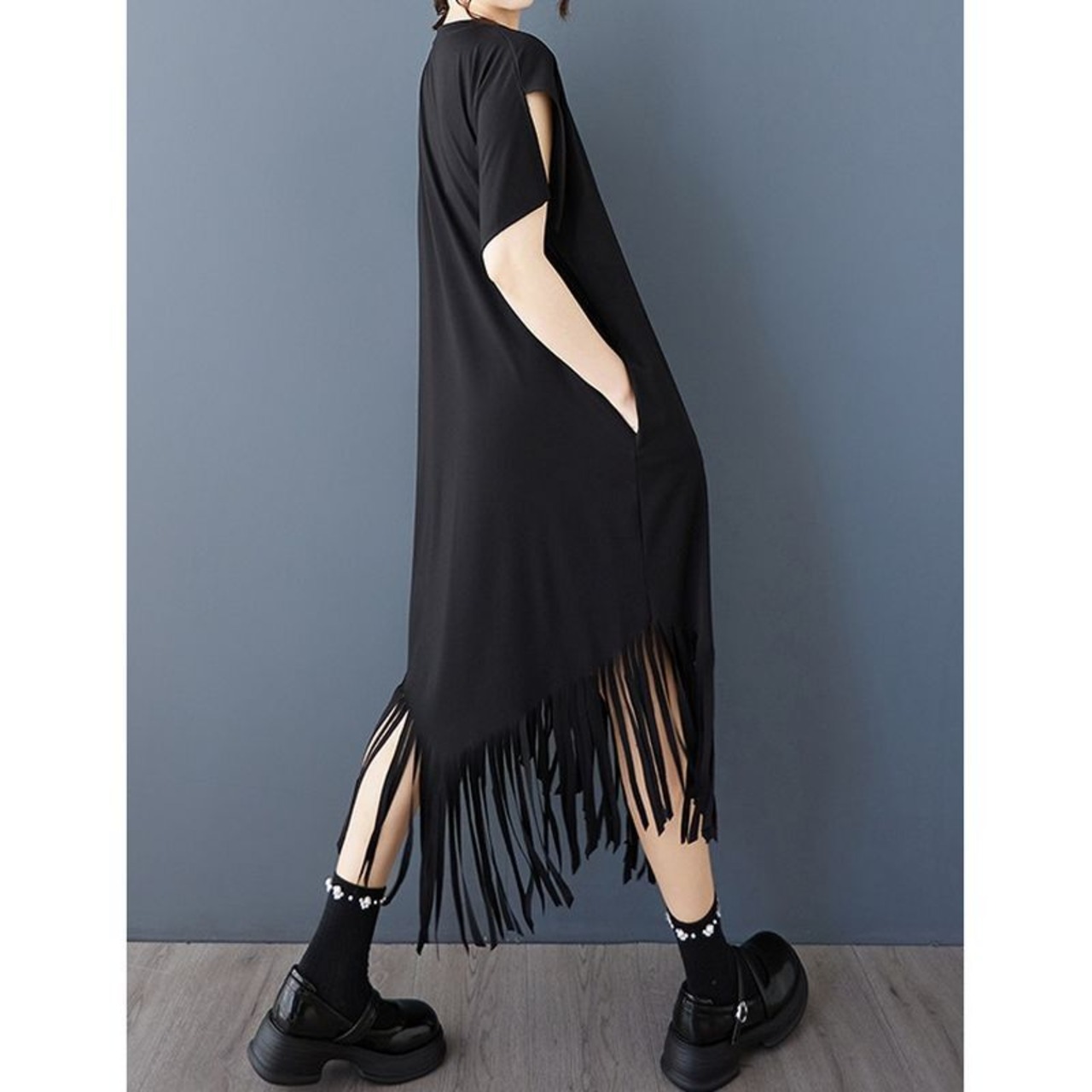 フリンジヘム Tシャツ ワンピース  30234