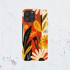 受注生産 iPhoneケース オレンジの花と葉の民芸植物柄｜ボタニカル FMSY040A