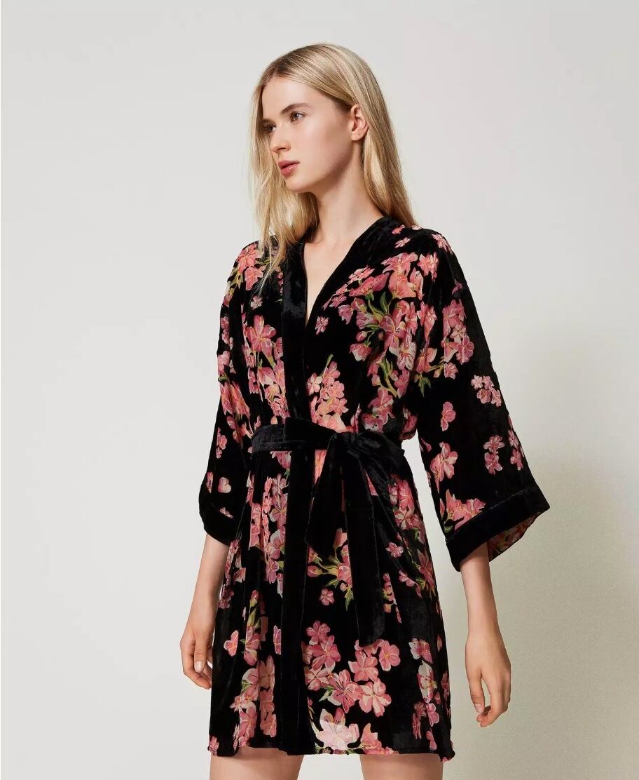 TWINSET U&B   <ツインセット> BLOOMING DEVORE' VELVET SERIES  ベルベットドレスガウン