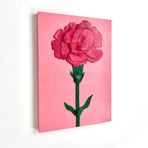 Leather collage art (CARNATION)  A4 size wooden panel original picture