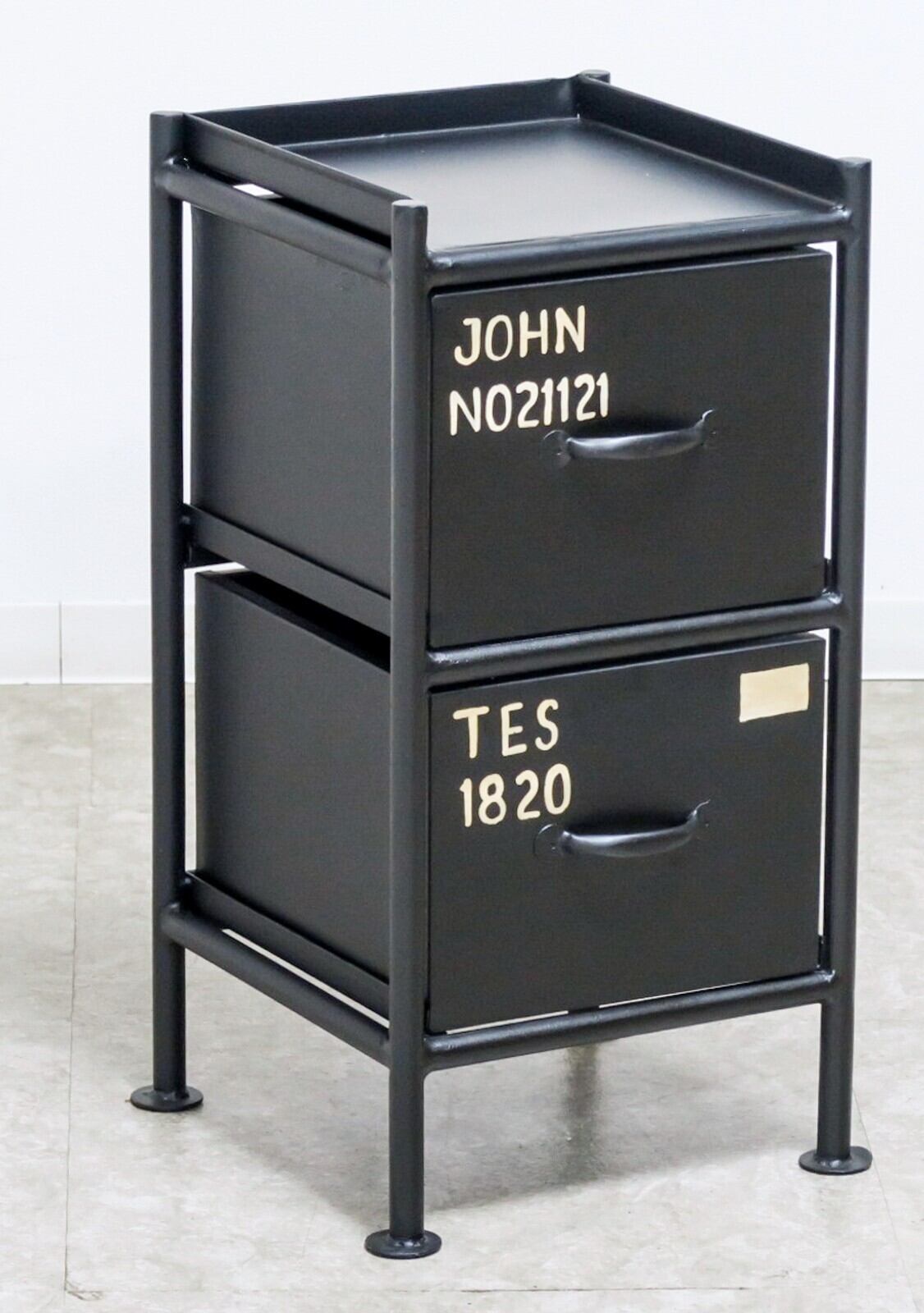 VERTICAL 2 DRAWERS CHEST - BLACK / 縦型 アイアンスチェスト 2杯 