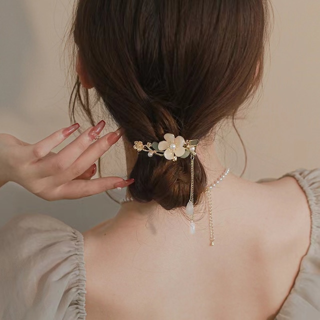 チャイナ風髪飾り ヘアピン 1個 花 レディースアクセサリー 文芸スタイル レトロ