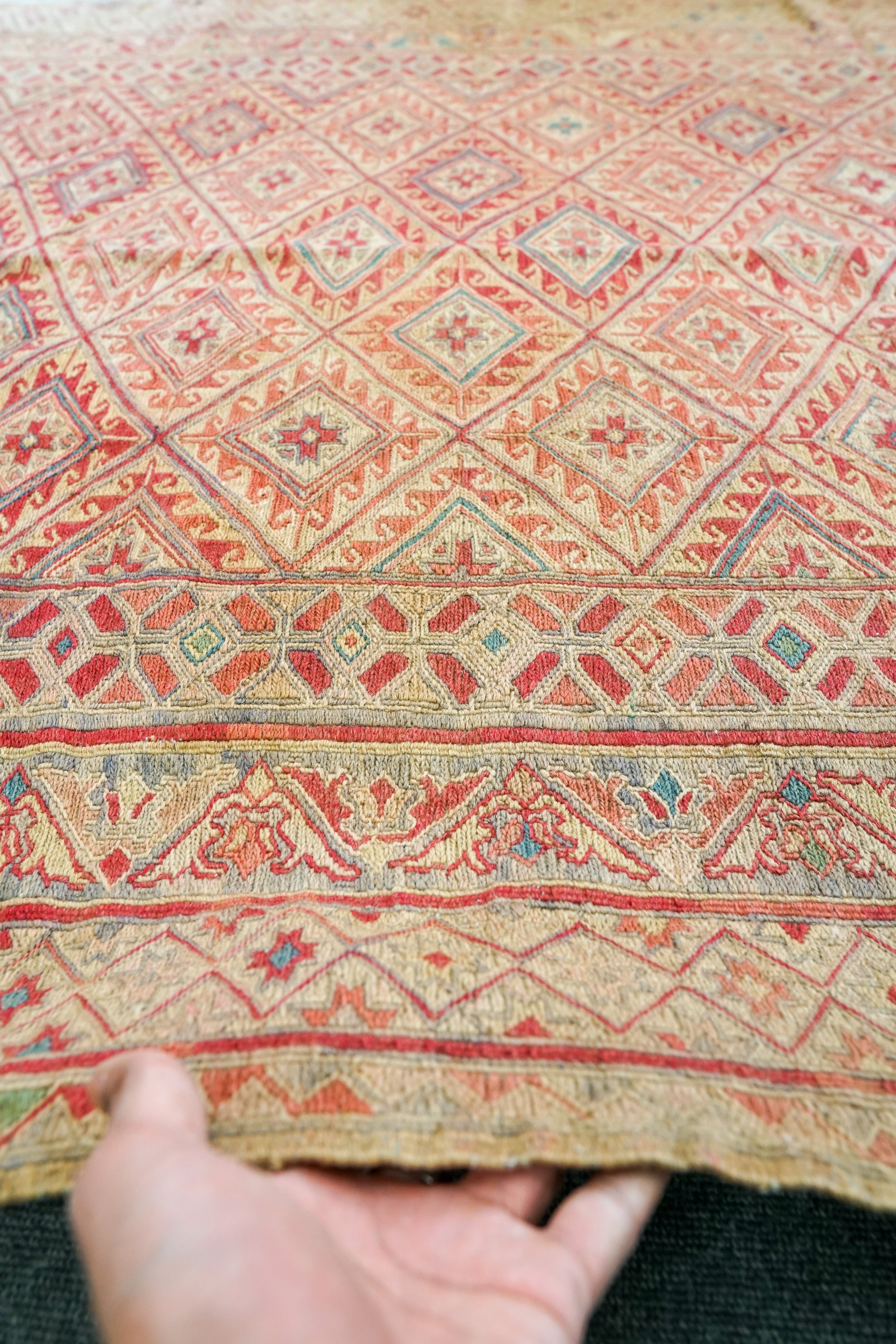 190cm × 132cm ペルシャ手織りキリム ヴィンテージラグ 手織り絨毯-