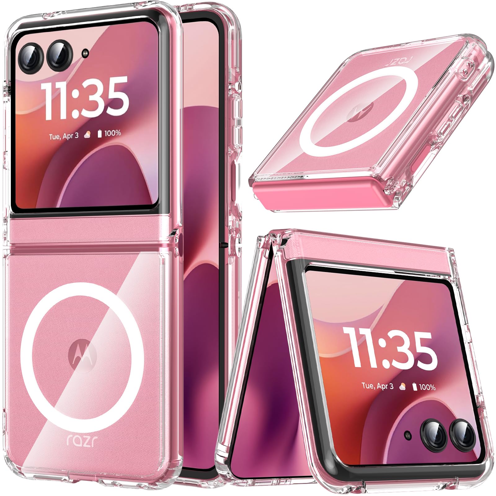 OWKEY motorola razr 60/70 ケース 2025/2026モデル MagSafe対応 折り畳み 透明 黄ばみなし 耐衝撃 クリア