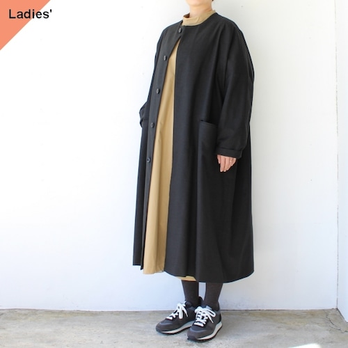 SETTO コットンウールノーカラーコート PORTE COAT　（Black）