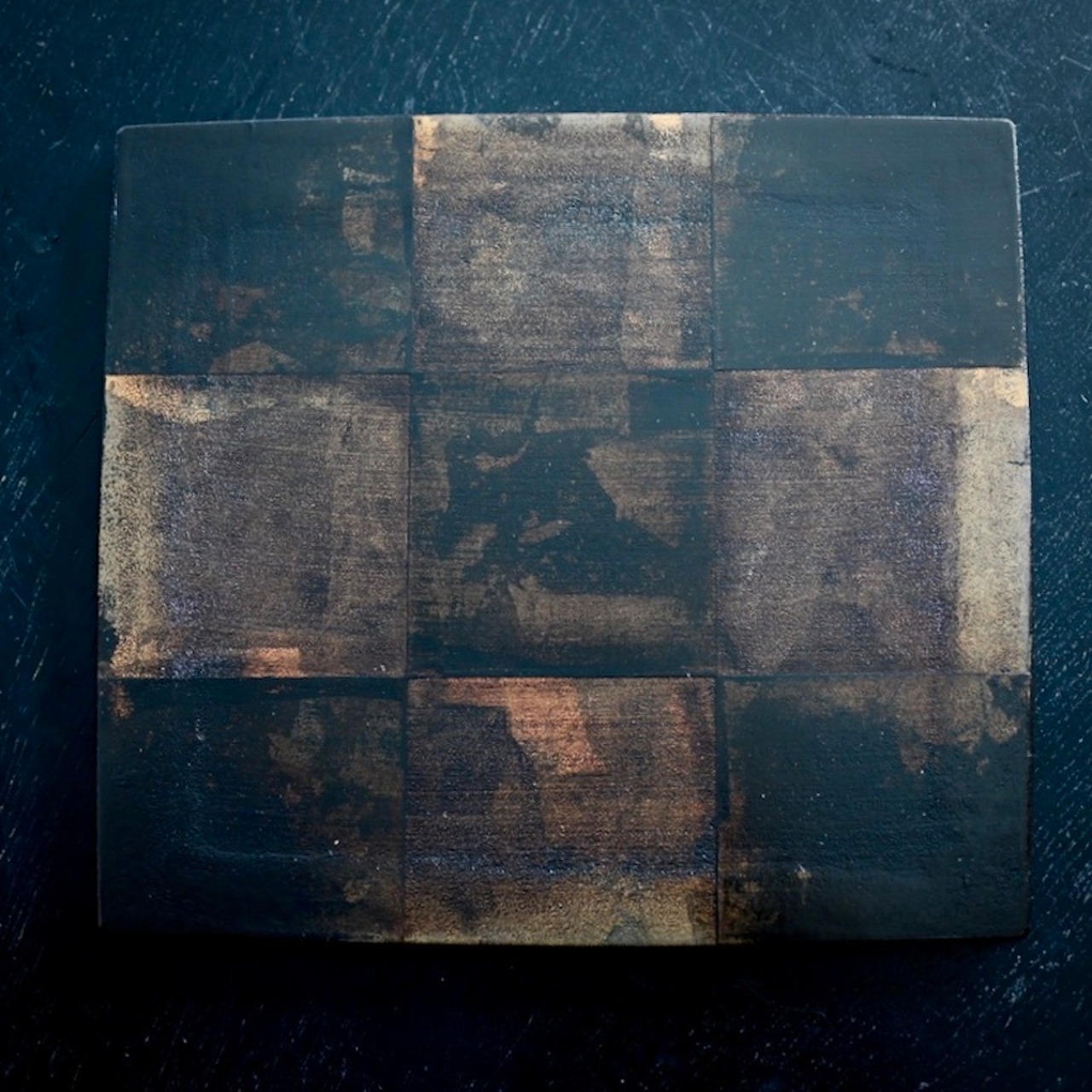 藤野征一郎　市松敷板　S 大柄(黒）/ Seiichiro Fujino   Ichimatsu Lacquer Placemat – S (Large Motif, Black)［2104150000120］