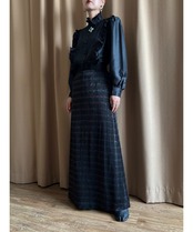 mode black frill shirt-4620-4【ブローチ付属商品】