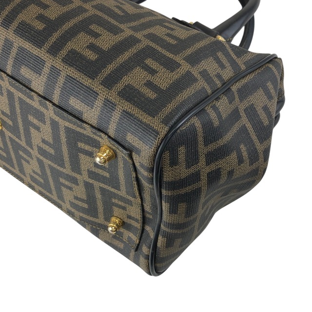 FENDI フェンディ ズッカ ショルダーバッグ ブラック ロゴ PVC レザー ミニボストン vintage ヴィンテージ オールド cf6xpb