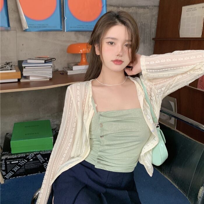 カラープリーツレースカーディガンサマーレディース ロング 夏物 ドラファッションホール84711096034