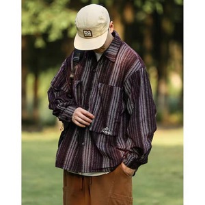 Stripe pattern long sleeve shirt 0438