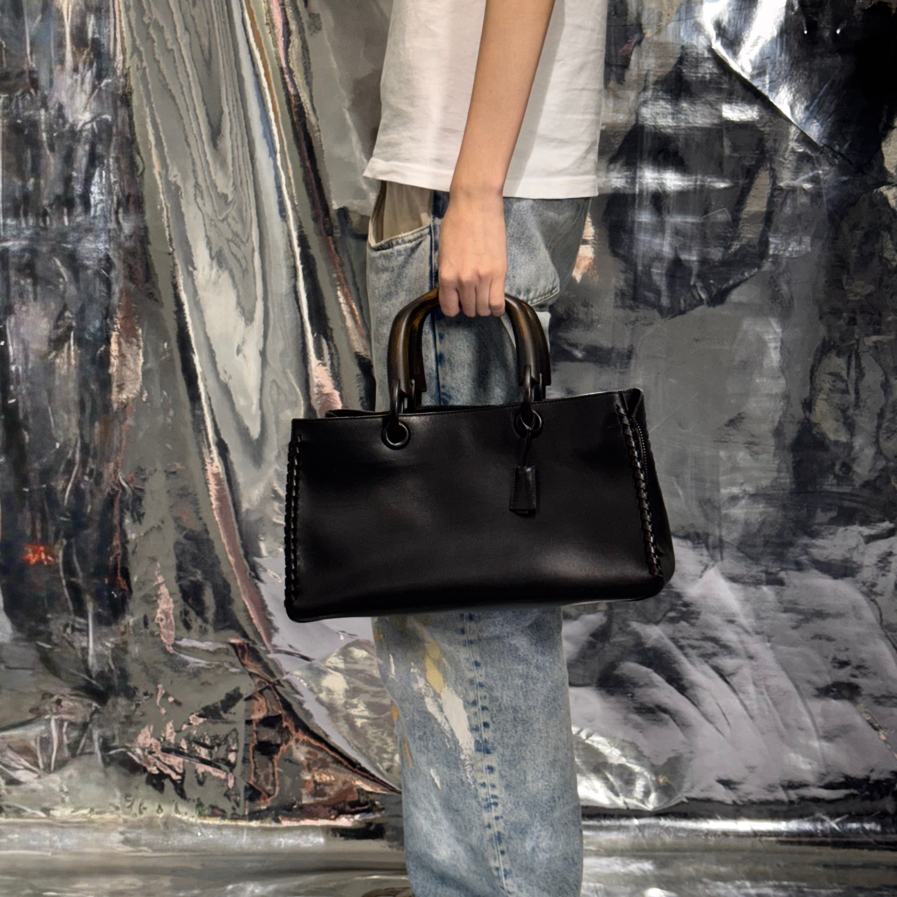 GUCCI レザー ウッドハンドバッグ ブラック グッチ 付属品付き | 2122TOKYO