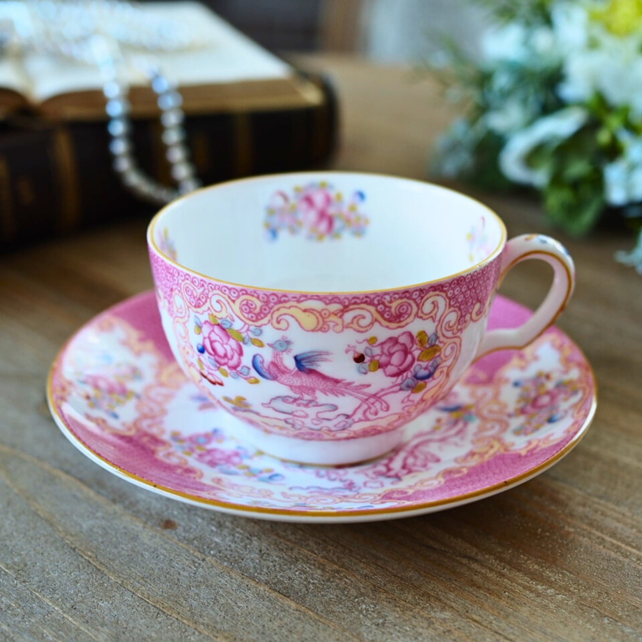 ハマースレイ　勿忘草　カップ＆ソーサー　トリオ　ピンク 英国ミントン コカトリス ピンク ティーカップ＆ソーサー 食器 F2