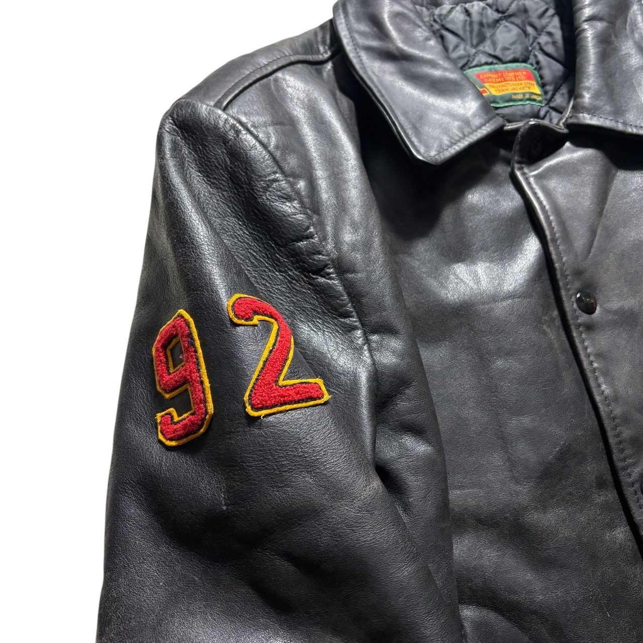 vintage black leather award jacket