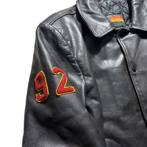vintage black leather award jacket