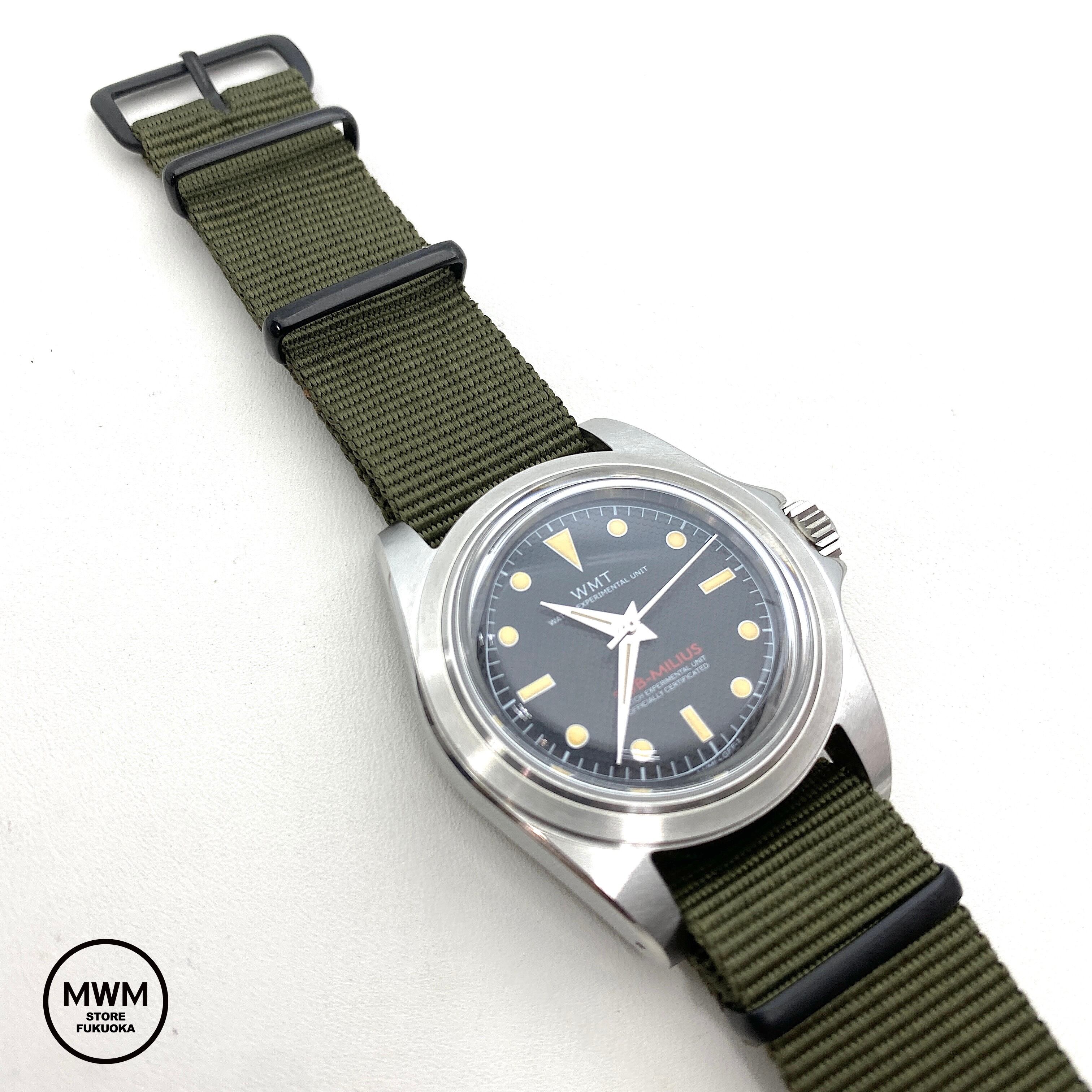 NATOタイプ ナイロンストラップ ブラック金具 オリーブ 20mm 腕時計
