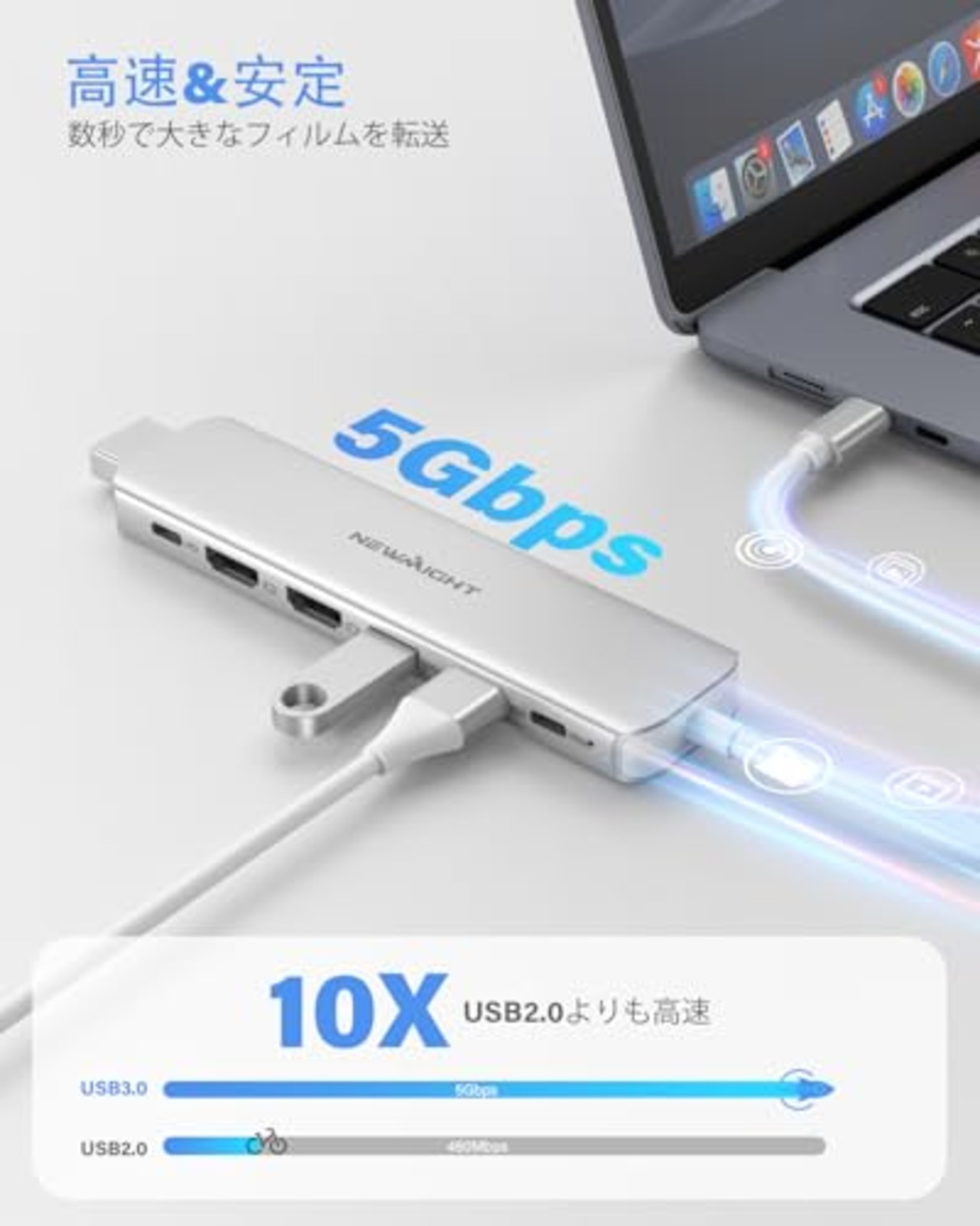 USB C ハブ hdmi 2つ Dual Display ドッキングステーション 7in1 MST デュアル 4K HDMI 拡張 リプル ディスプレイ 高速USB 3.0*3、type c データ伝送、USB-C 100W充電、MacBook Pro/Airなど対応（シルバー）
