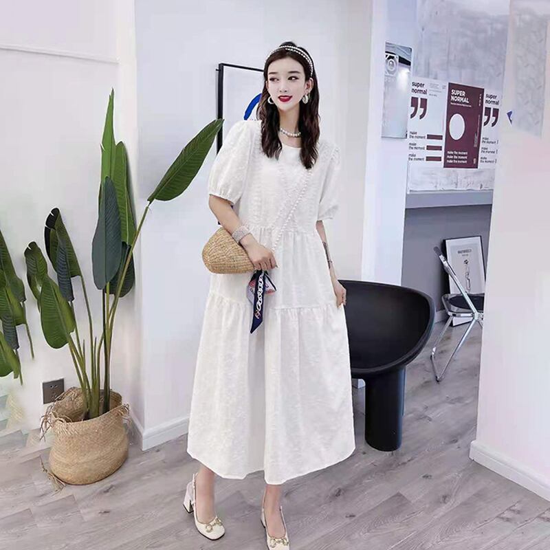 サマースタイルルーズドレス スカート 大きめサイズ 夏物 ミックスインファッション20589752306