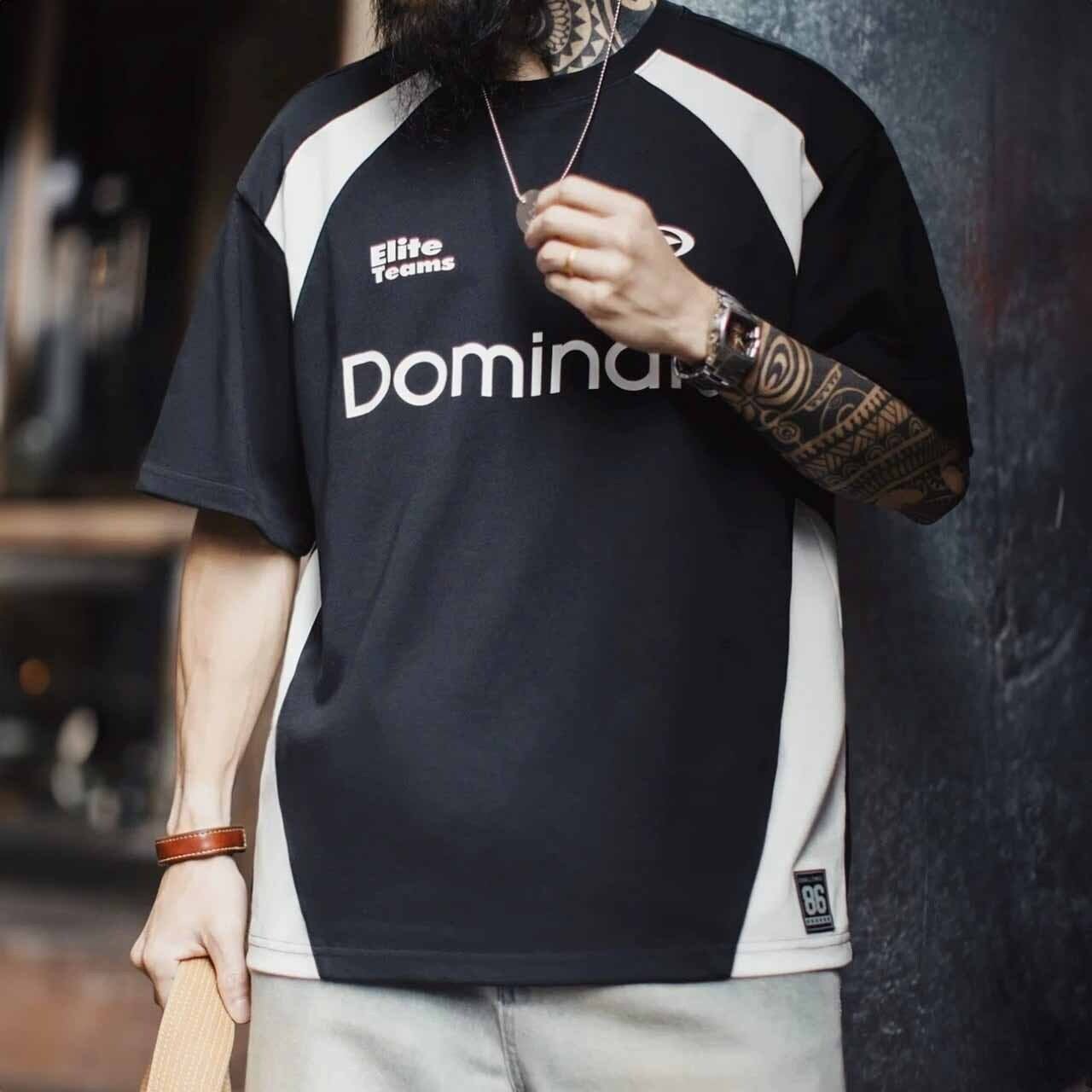 バイカラーパネルスポーツミックスロゴプリントTシャツ 1col　A00340