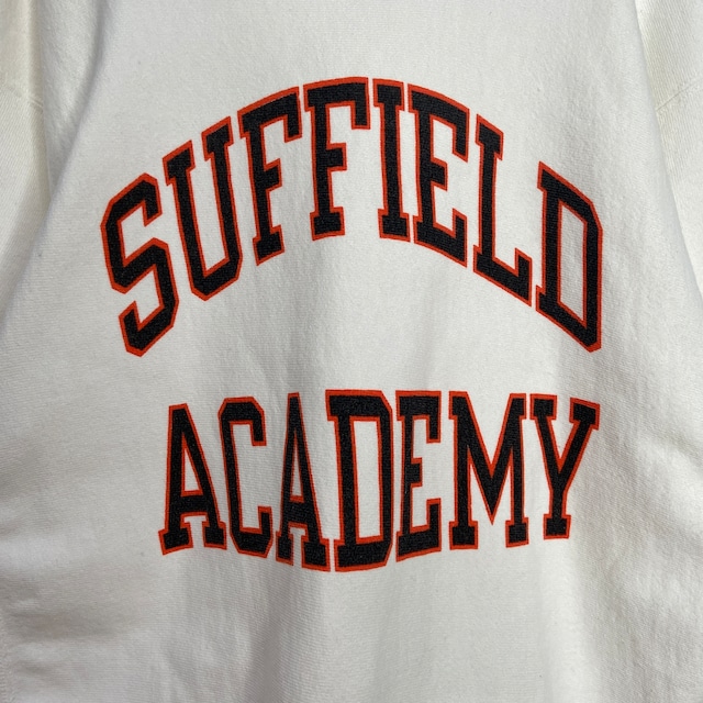 80s USA製 Champion リバースウィーブ 染み込みプリント 白 XL