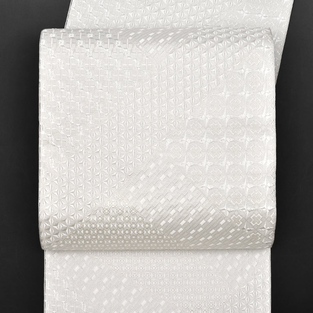 名古屋帯]西陣織老舗機屋 謹製 切子割付文様 経浮かし錦織 八寸帯 正絹