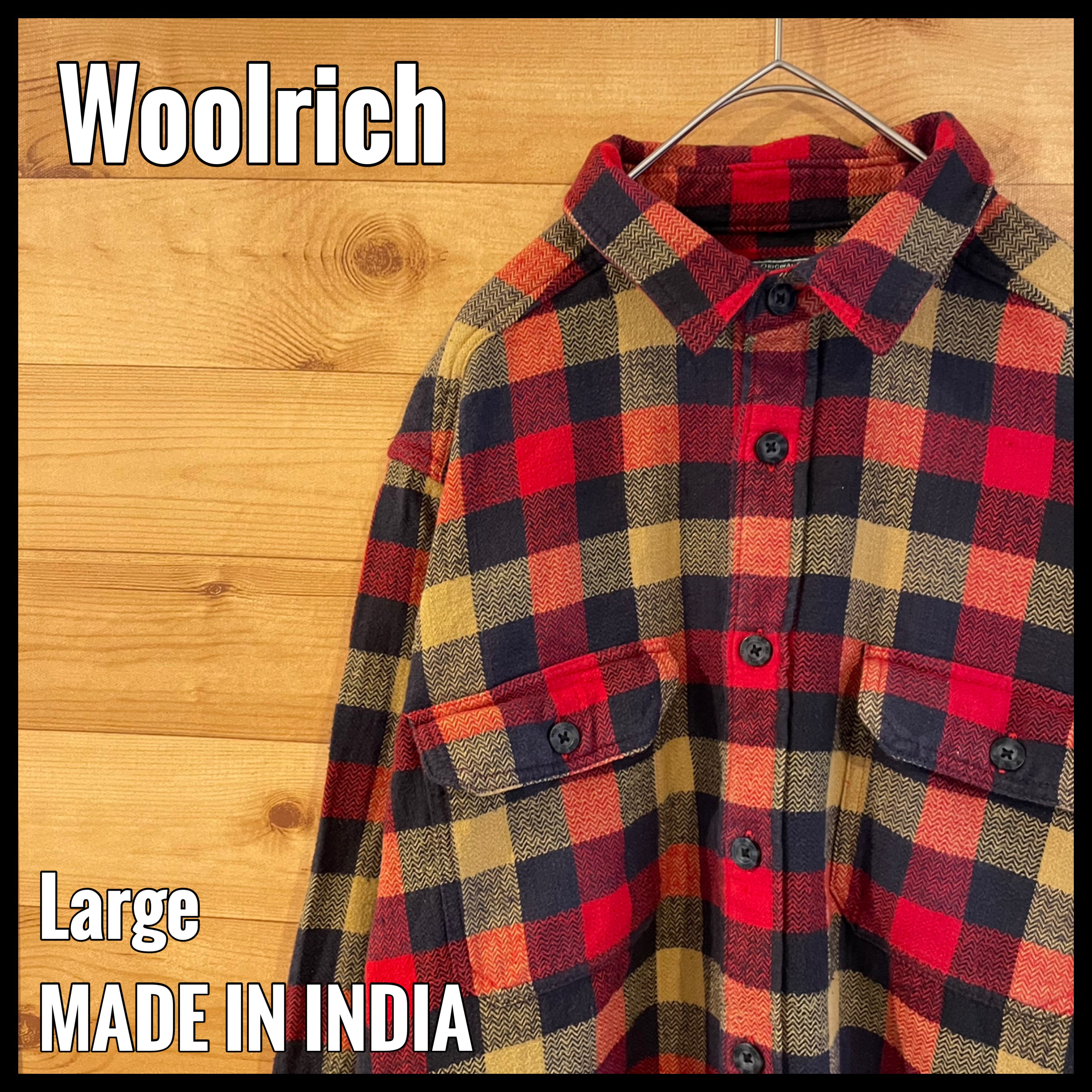 【Woolrich】長袖シャツ ネルシャツ ブロックチェック 肘当て L ...