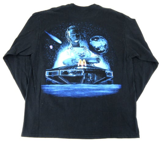 TRAVIS SCOTT トラヴィススコット ×McDonald's Live From Utopia マクドナルド フロントロゴプリント 半袖Tシャツ ブラック CJMD-SS38