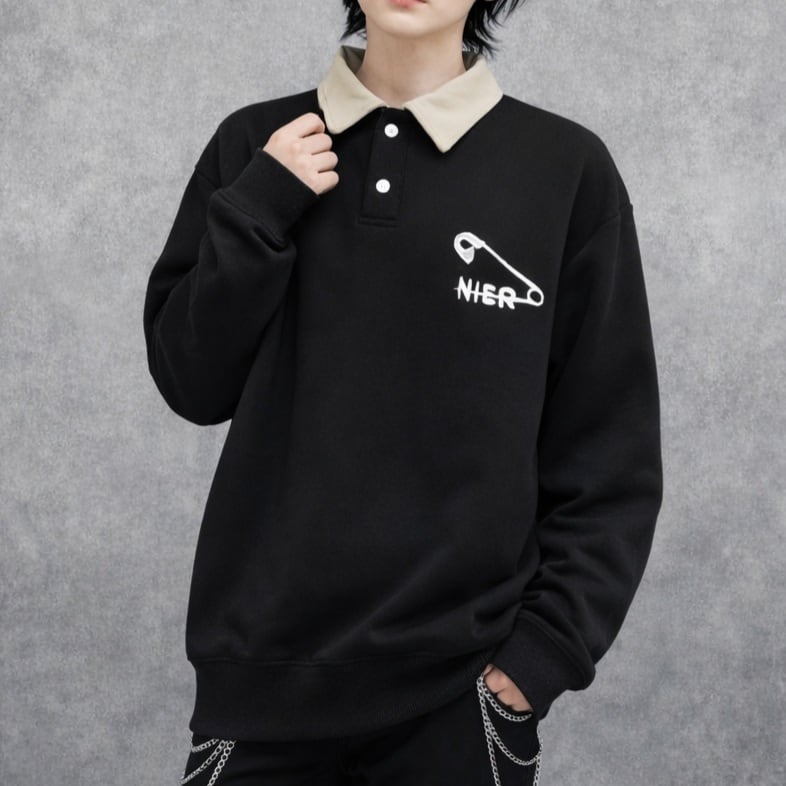 襟付きPOLO SWEAT TOPS【安全ピン刺繍】 | NIER CLOTHING