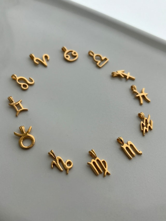 Gold Zodiac signs top with chain