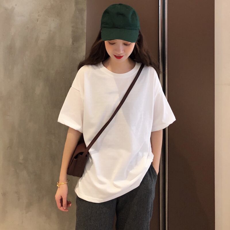 ホワイトTシャツ シャツ サマーラウンドネックプルオーバー ルーズ薄手 夏物 Oネック 萌量不足5045472682