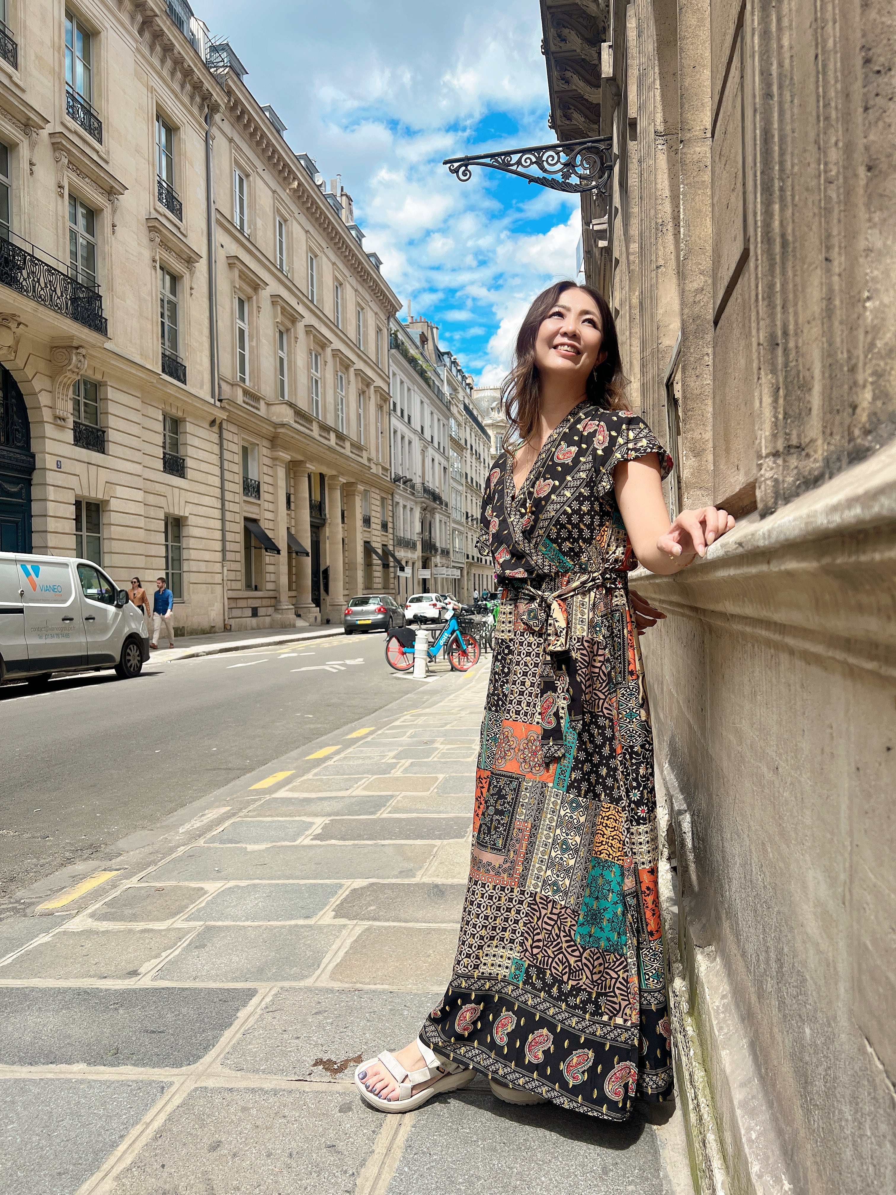 フランス】総柄Vネックロングワンピース | passage [パサージュ