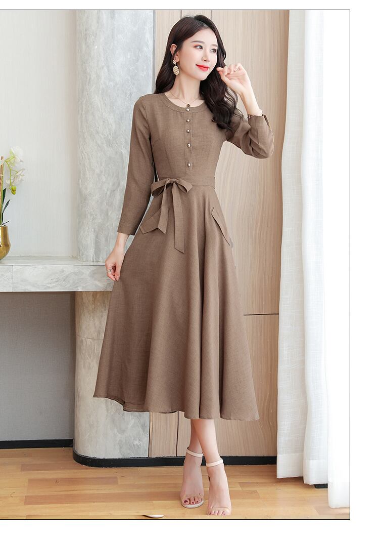 20代 30代 40代 夏ワンピース レディース きれいめ 長袖 マキシ