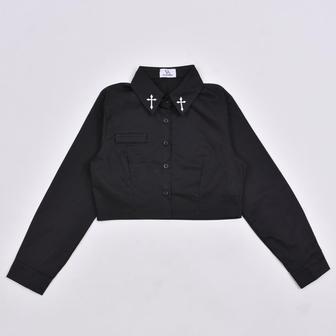 3点セット】ネクタイ+2連チェーン付き ショート丈シャツ