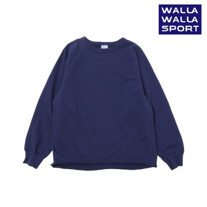 WALLA WALLA SPORT ワラワラスポーツ 13oz 米綿 後染め クルーネック スウェット 裾カットオフ ラフシルエット メンズ レディース 日本製  NAVY PURPLE