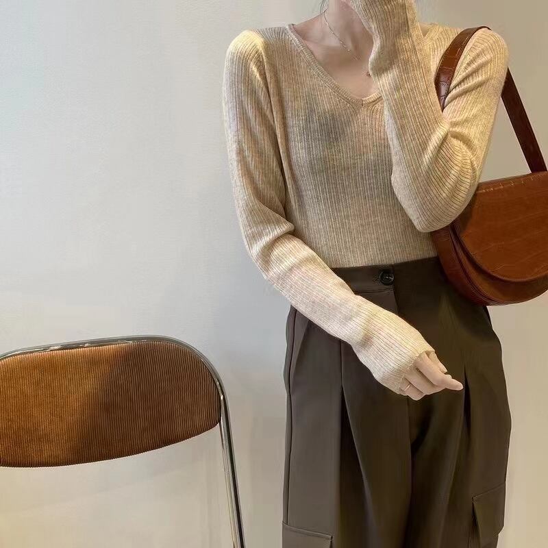 シンプル薄手リブニット　AJ111-7070