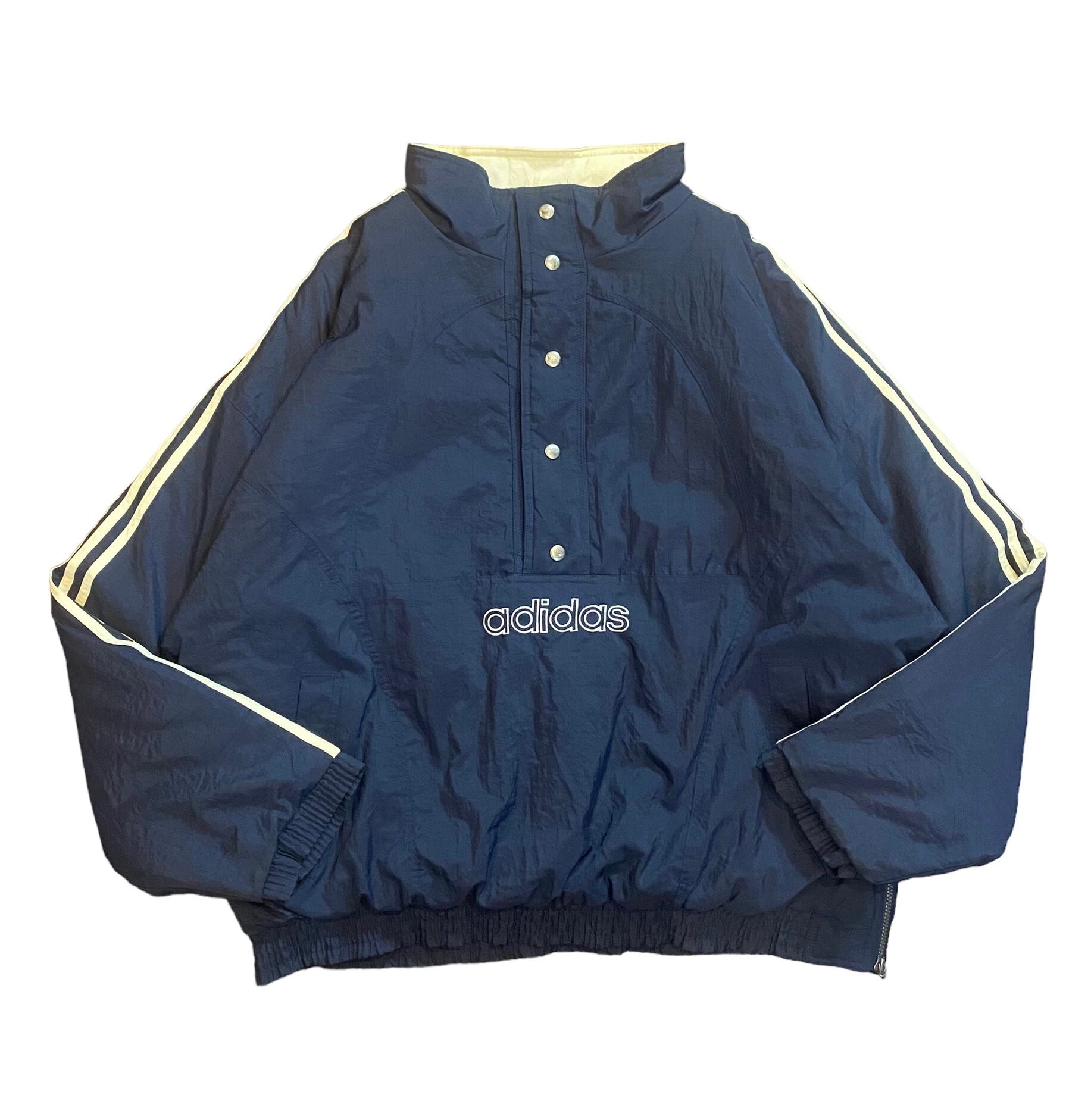 adidas 80s ナイロンジャケット スナップボタン XL 刺繍