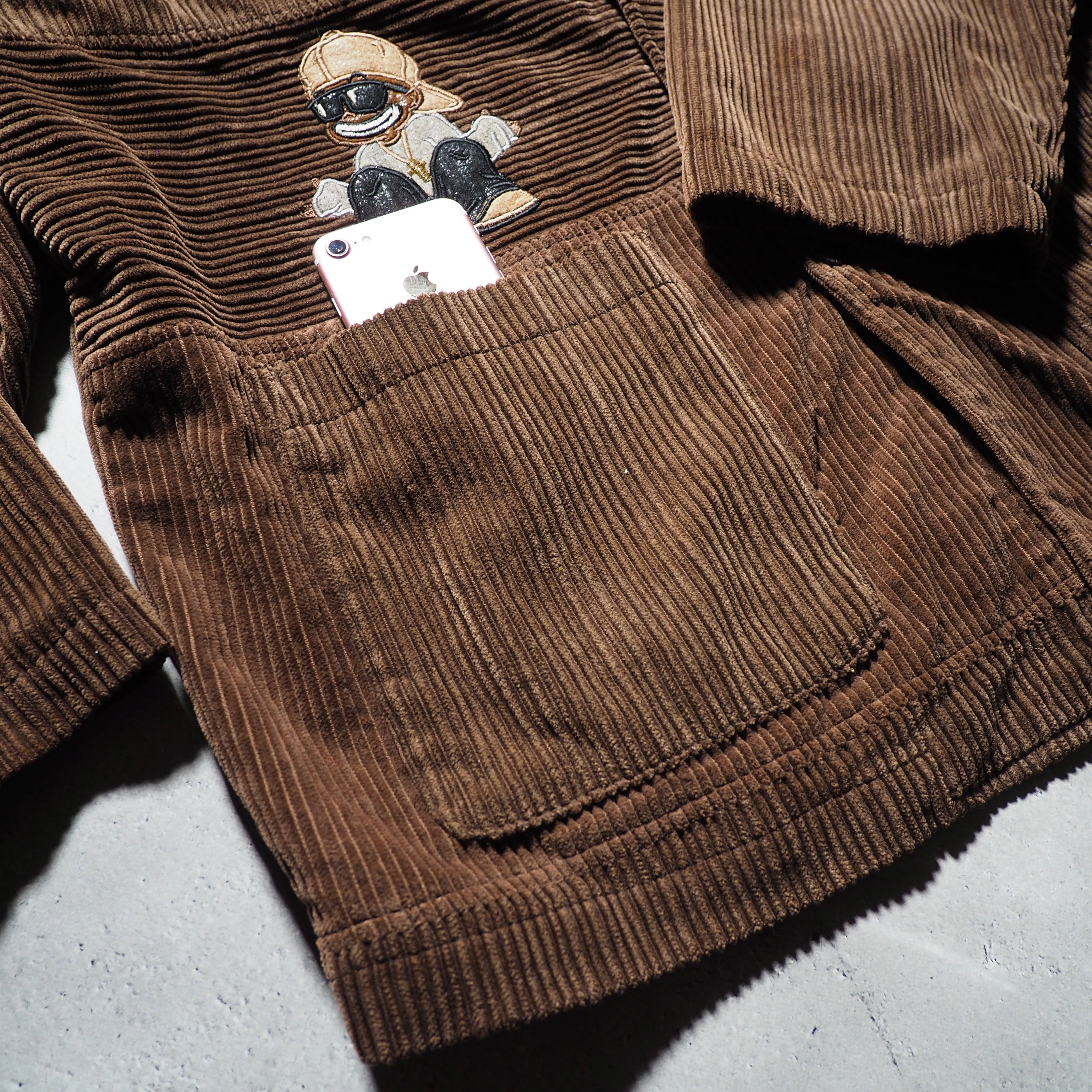 " HIPHOP Dream " Embbossed Dark Brown color Corduroy jacket