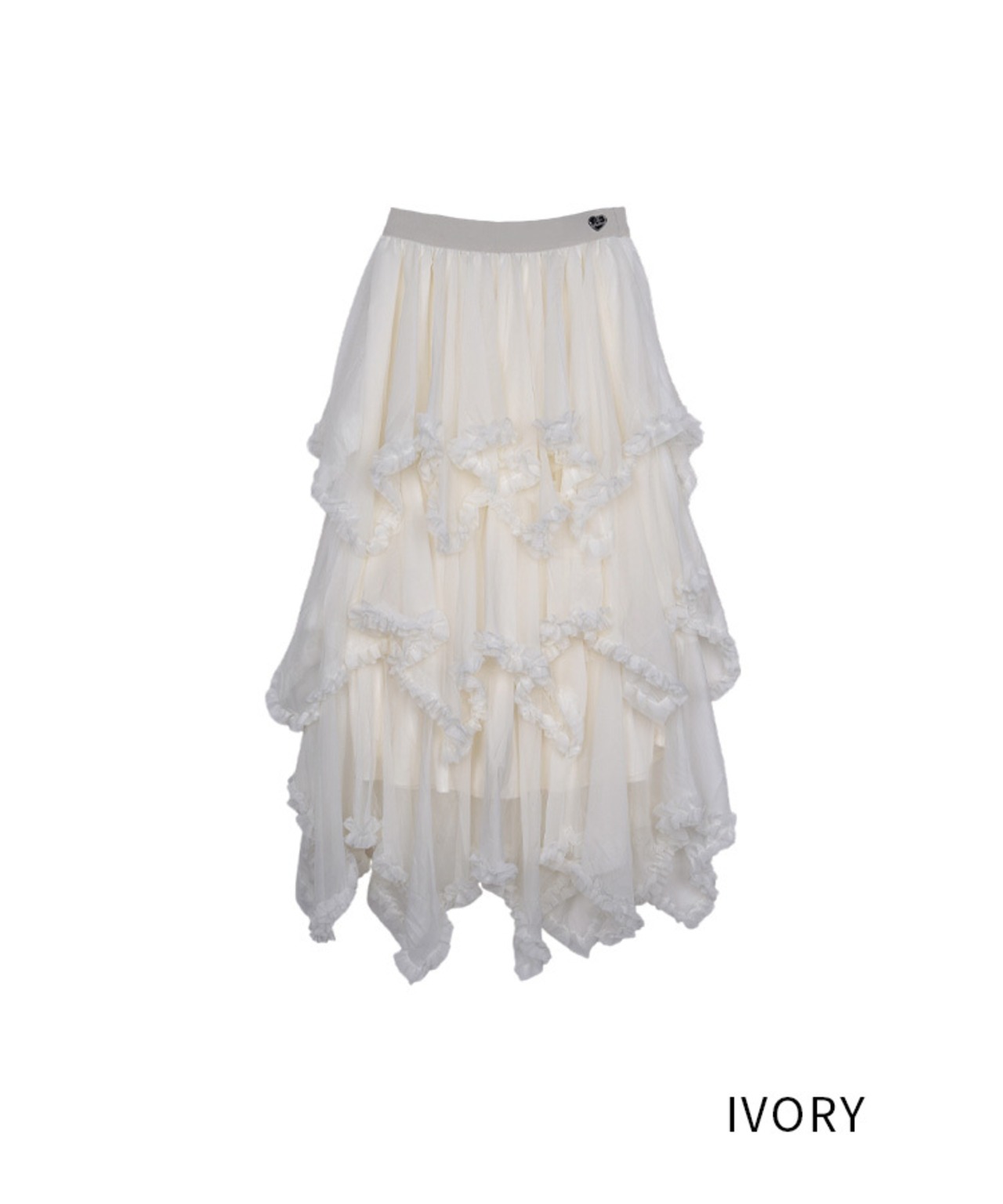 シフォンイレギュラーヘムフリルスカート (IVORY)　CQ-48128
