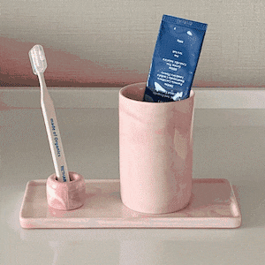【BATH GOODS】インクの大理石質感の歯ブラシ収納セット 全3色