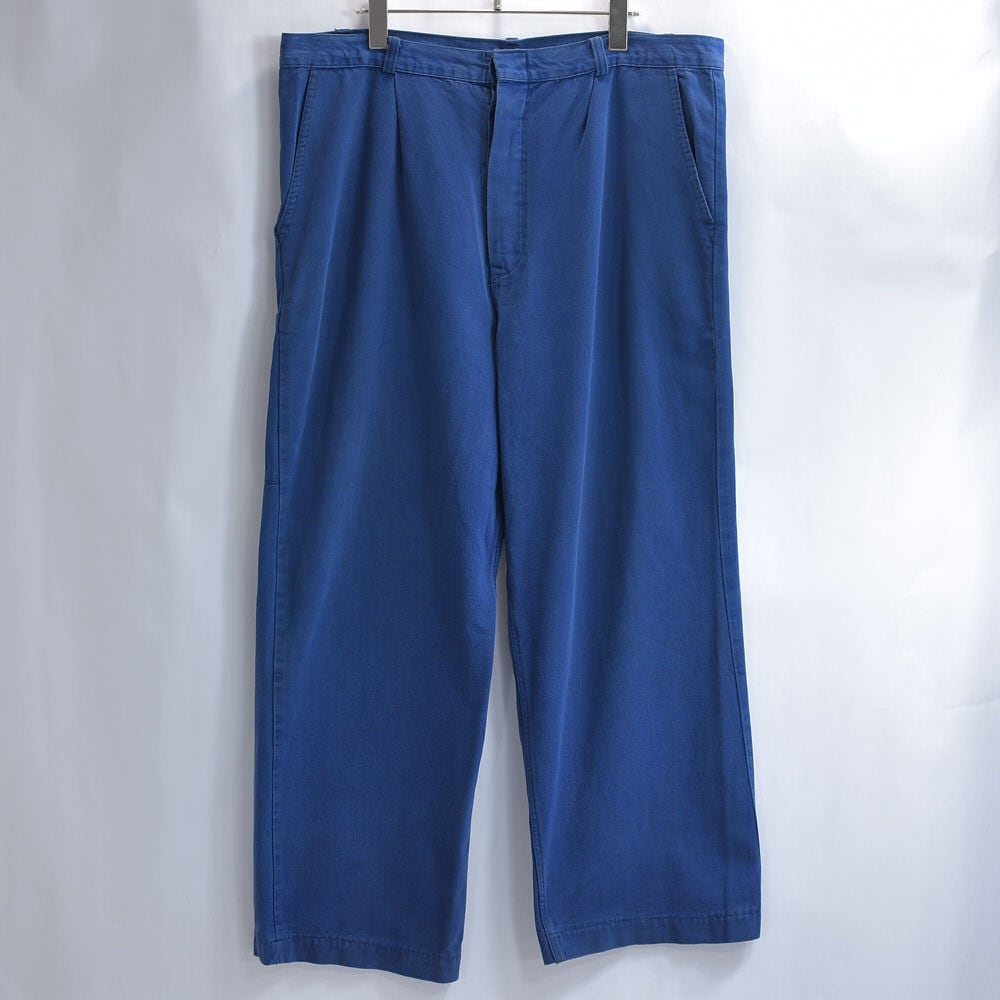 00s ADDA ユーロワーク コットンツイル ワイドパンツ ブルー
