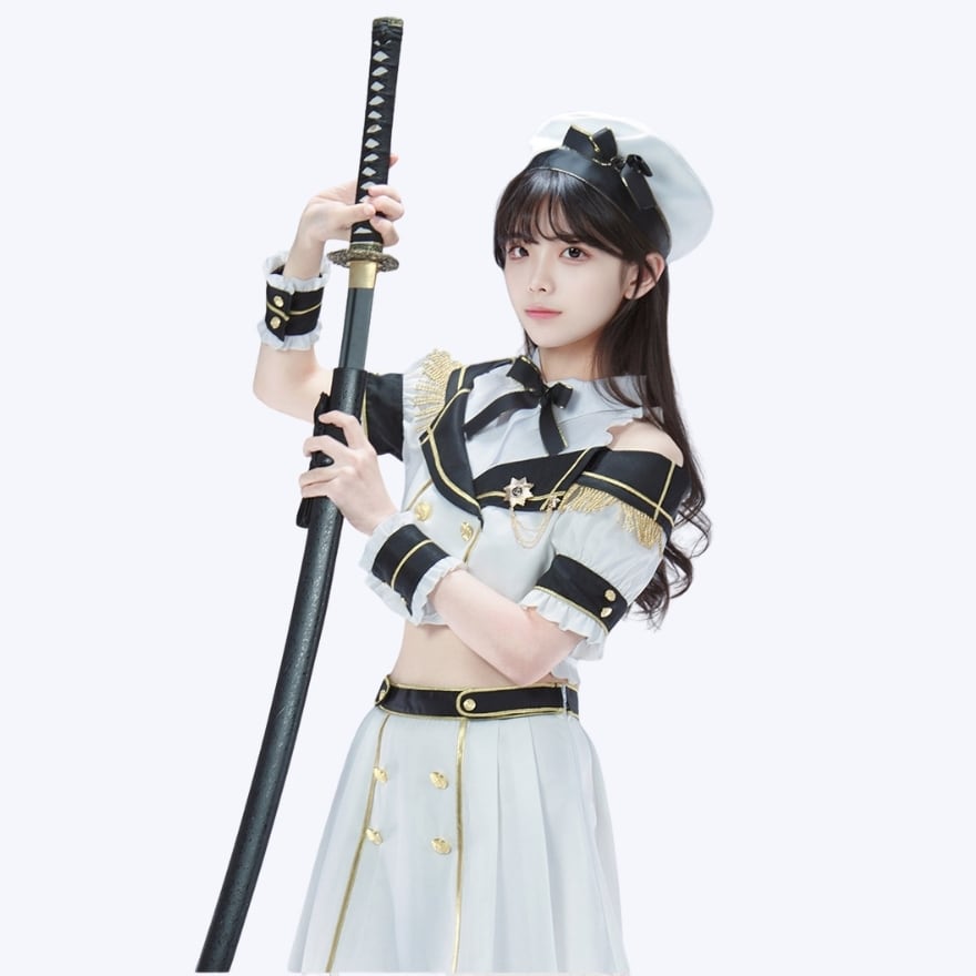 コスチューム ホワイト Sサイズ アイドル 衣装 軍服 ロリータ ゴスロリ アイドル 軍服｜海軍風ミリタリーセット（白×黒）ライブ・生誕祭