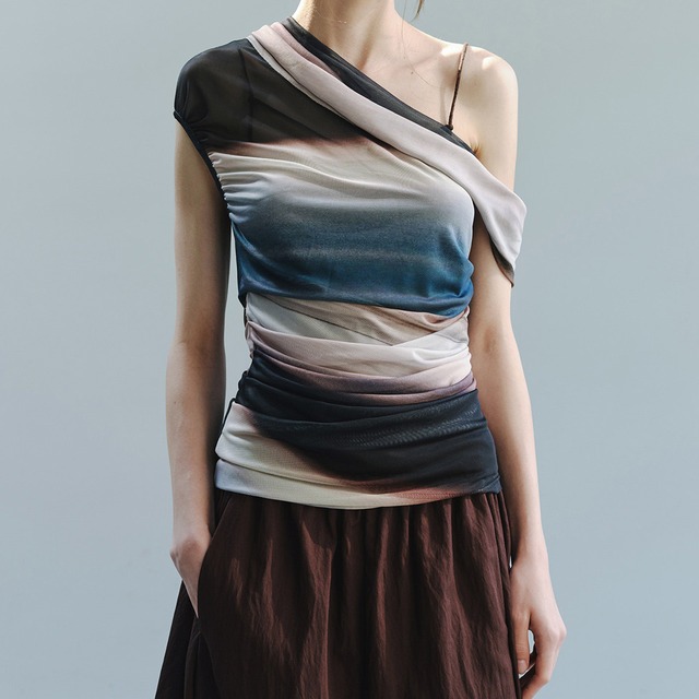 Abstract drape top A00235