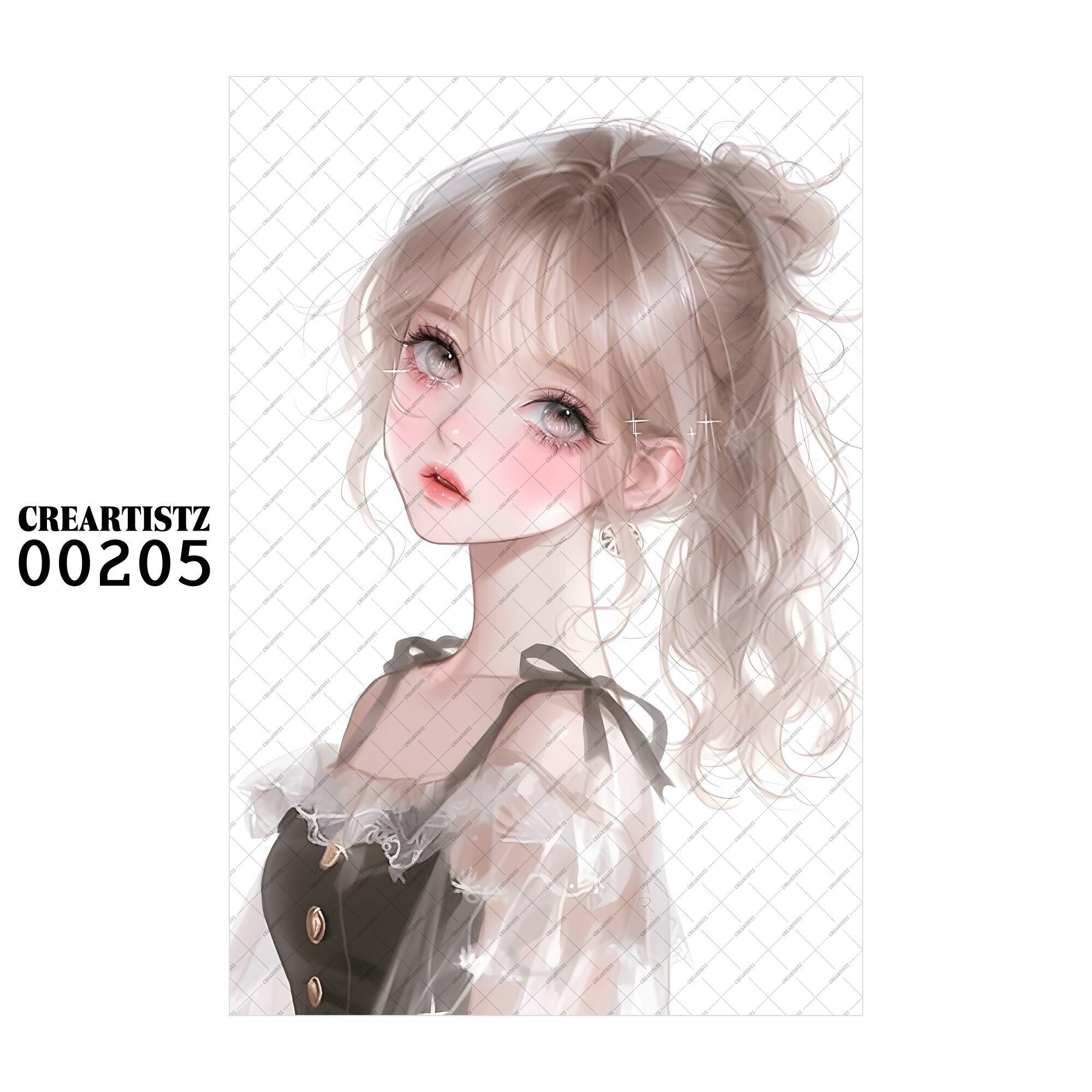 00205 ガール キュート オリジナル ペーパー/ステッカー 4枚セット CREARTISTZ
