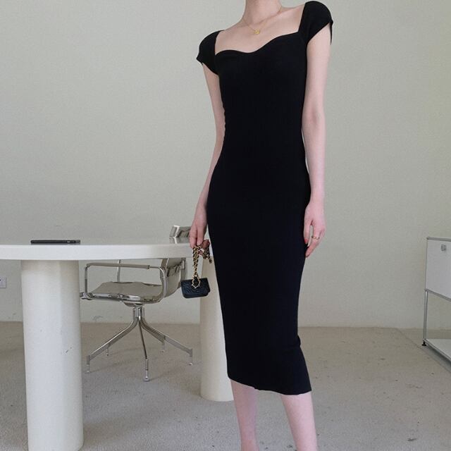 【予約販売】ワンピース レディース マーメイド タイト ノースリーブ ブラック 黒 お呼ばれ 結婚式 ドレス きれいめ ワンピ 大人可愛い エレガント おしゃれ こなれ感 韓国 S/M/L
