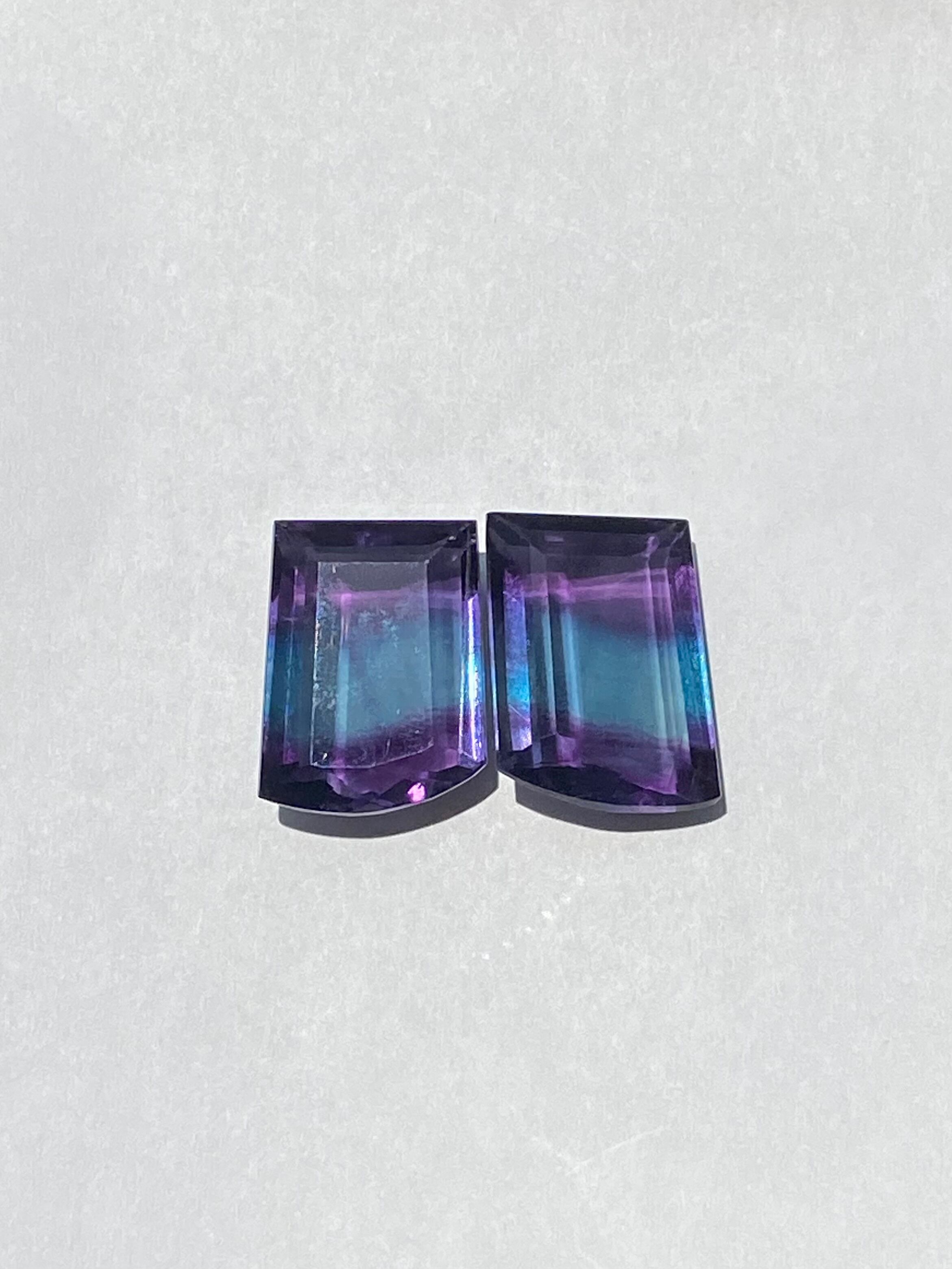 40.85ct ペア 天然 フローライト 蛍石 レインボー マルチカラー バイ