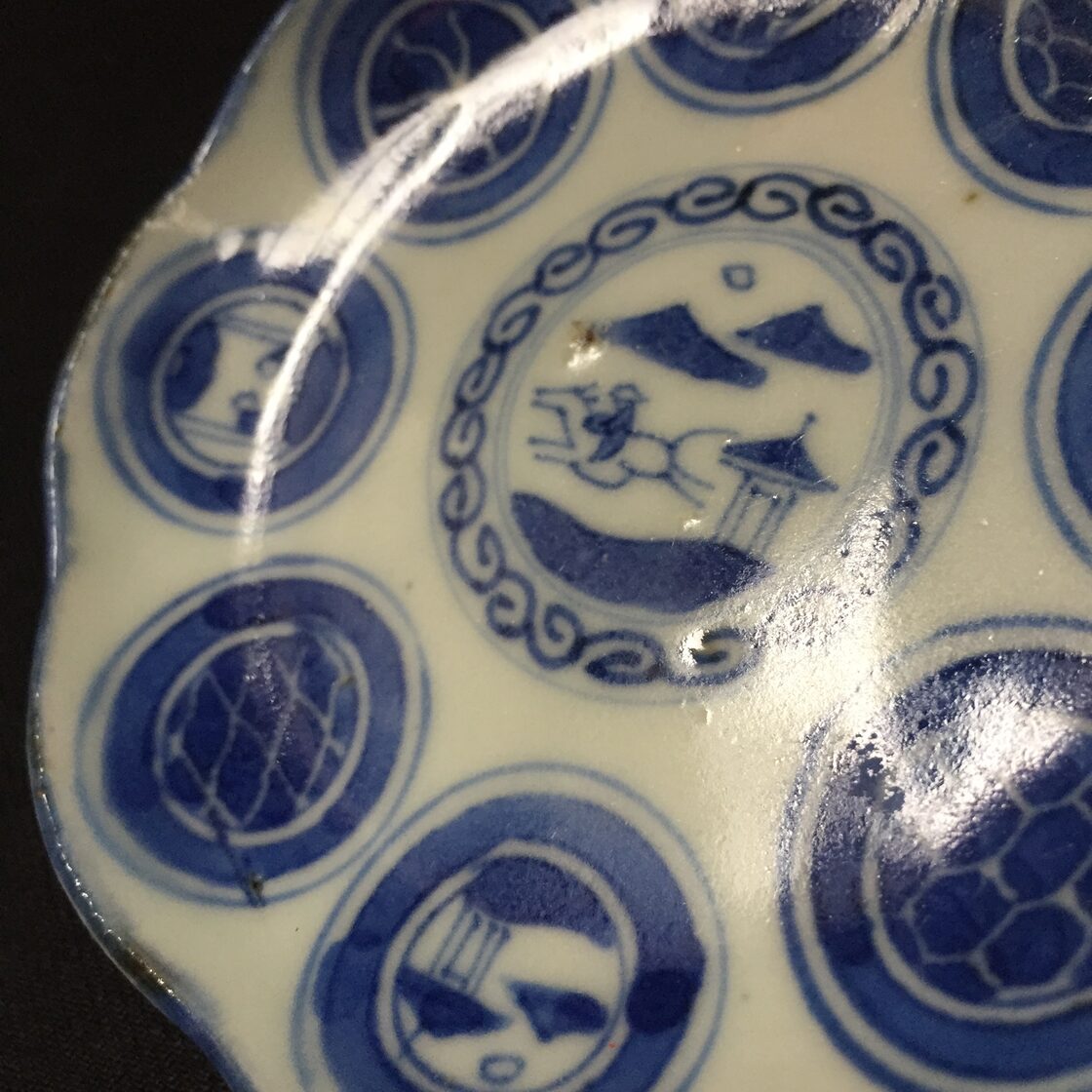 Japan Antique 大明年製 豆皿 江戸期 染付 古伊万里 馬 人物図 3寸皿 2 